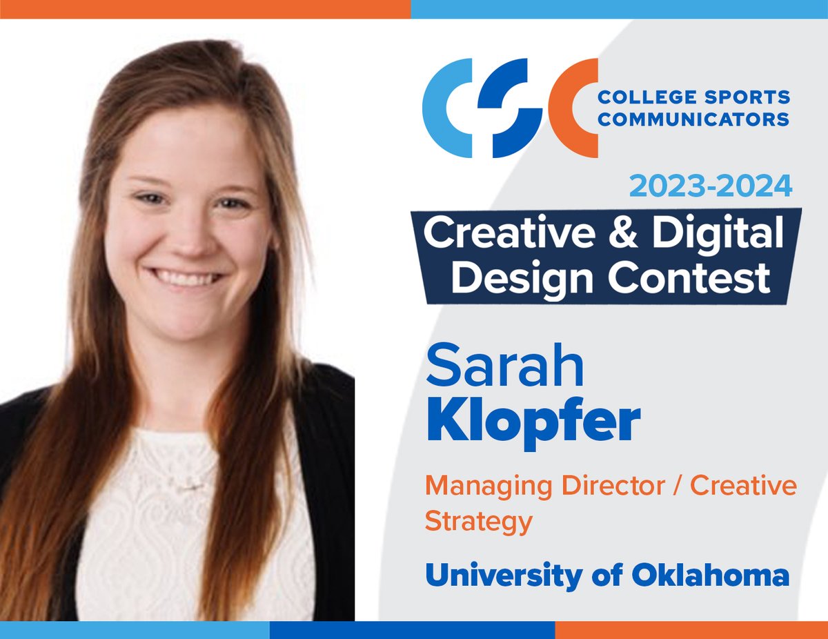 CollSportsComm's tweet photo. #MediaGuideMonday continues with 2nd place in the University Division.
Congratulations to this team of 3 from @OU_Athletics/@UofOklahoma:
- @mhouckOU
- @ehollier
- @SarahKlopfer13 https://t.co/qPd7SVOrVo