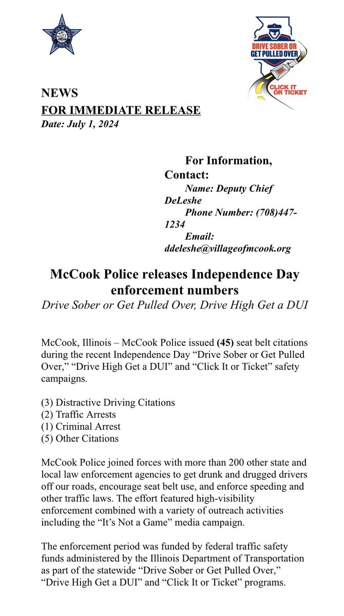 Independence Day Click it or Ticket Campaign results