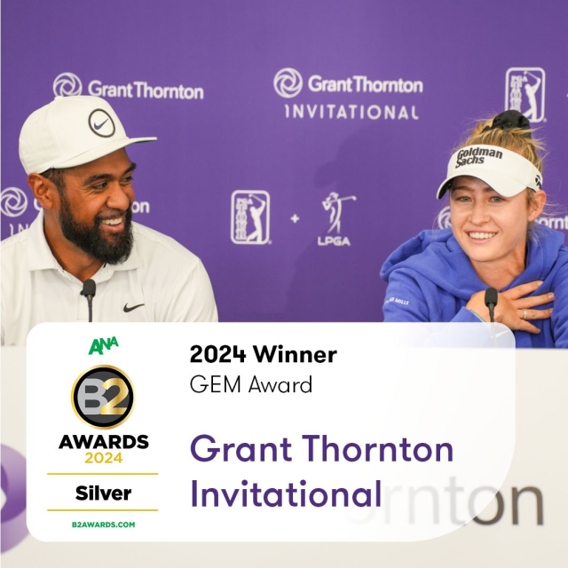 Chaka95's tweet photo. Thrilled to share that the @gtinvitational received the Silver GEM Award at the 2024 #ANAB2 Awards for accurate and authentic portrayal of women and girls in B2B marketing. Stay tuned for more exciting #GrantThorntonInv news! #GrantThorntonUS https://t.co/zxOs8oUbfF