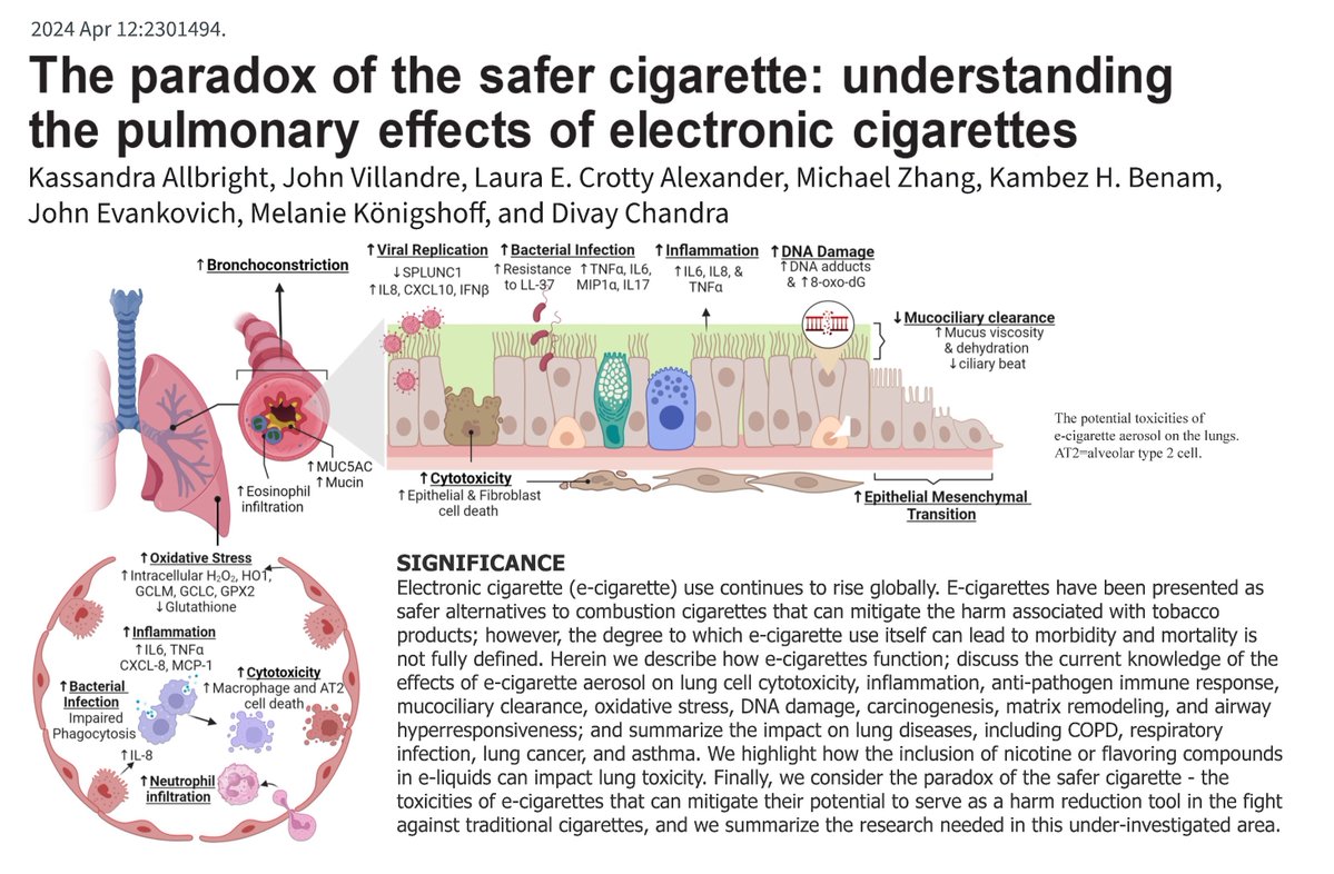 Our review on e-cigarettes is out in the European Respiratory Journal. It provides a complete overview of the impact of e-cigarettes on the lungs and the clinical/public health implications for those new to e-cig research
#ThisIsPACCSM  #MedTwitter
#PULMTwitter <a href="/UPMCnews/">UPMC</a> #COPD
