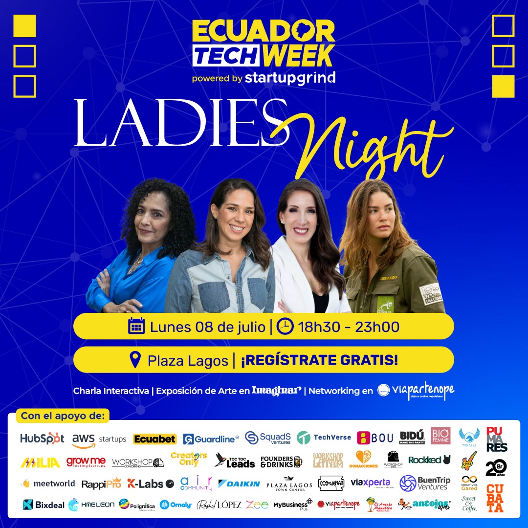 startupgrindgye's tweet photo. Se parte de esta iniciativa y conoce a @cslaulhe quien es CEO de @atreviacomunicacion . Carmen es una de nuestras speakers en esta nueva edición de  Ladies Night, este evento forma parte de nuestro Ecuador Tech Week y tomará lugar en @imaginar_casa_de_arte - @plazalagos 🌺🚀 https://t.co/algT9MmRnB