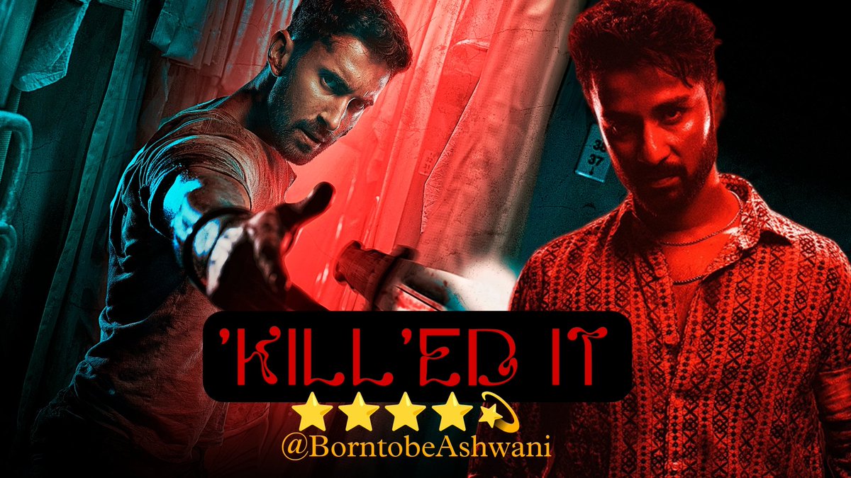 BorntobeAshwani's tweet photo. #KILLMovie Review

#Kill is India's ANSWER to #Irreversible, #KillBill & #AdamChaplin. 🙌

#𝑲𝒊𝒍𝒍 𝒊𝒔 𝑴𝒐𝒔𝒕 𝑩𝒓𝒖𝒕𝒂𝒍 𝑭𝒊𝒍𝒎 𝑰𝒏𝒅𝒊𝒂 𝑯𝒂𝒔 𝑬𝒗𝒆𝒓 𝑷𝒓𝒐𝒅𝒖𝒄𝒆𝒅. 🩸

 Rating - ⭐️⭐️⭐⭐💫

It's intresting and as well as Horrific, that 'Kill' is based/Inspired on Director #NikhilNageshBhat's personal experience, that he encountered several years ago.

⚠️ Let Me Again Remind You, That This Film Is So Violent And Terrifying That People Have Sensitive Hearts, Should & Must Avoid It. 💯

If I say “Kill” story is  just one line - A Crew Of 40 Odd Robbers Boards A Train TO Steal Passenger's Belongings, And Then Turns Bloodthirsty After Running Into A Pair Of NSG  Commandos. ⚔️��

'Kill' wastes absolutely no time putting its wheels in motion. Barely 5 minutes of Train leaving station (Screen Time), Hero of the story 'Amrit' proposed, girlfriend 'Tulika' In Trains Toilet, and Gang Of Dacoits started moving in Trains Coaches.

The robbery takes place during a two-hour stretch with no scheduled stops. Dacoits jammed the phones and cut the emergency breaks, so there's absolutely No Help, No Escape. 🎯

Hat's Off to the Action Director Se-Yeong Oh and, Cinematographer 
#RafeyMehmood, who desgined and shot the Most Dangerous Action Sequences In Narrow Train Compartments.

As the whole movie and it's ruthless action sequences shot in train, that you (audiences) too fall trapped and there is only one way to escape - Close Your Eyes. 🙈

Now the performance...

Let me say this, We Got India's Next Action Star - #Lakshya ⭐, He is phenomenal. Not for a single moment you can move your eyes from him. His Expressions , Emotions, Screen Presence and Above All Action...Brilliant 👏

#RaghavJuyal as Fani is Ruthless, Violent, Mean & Baddest, what a Phenomenal Actor He Is 🙌 @TheRaghav_Juyal

#AbhishekChauhan Too Is Superb. 👌

#TanyaManiktala and, #AshishVidyarthi Did a Good Job.

If you're fan of Exteme Action, and have strong heart... Than don't miss it. But, pls avoid it with Family 🙏

@Nixbhat  @DharmaMovies @sikhyaent @AAFilmsIndia