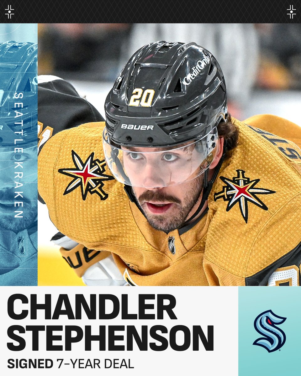 NHL's tweet photo. INKED 🖋️ 

The @SeattleKraken have locked up two-time #StanleyCup champ Chandler Stephenson! #NHLFreeAgency https://t.co/dozMZW8isk