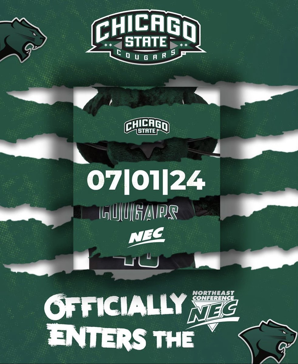 Chicago State Men's Basketball (@chicagostatembb) on Twitter photo BIG NEWS!!!
Today marks a historic moment for Chicago State Athletics as we officially join <a href="/NECsports/">Northeast Conference</a>!
We’re excited to recognize this new chapter and look forward to competing in the NEC!
Go Cougars! #PursuingExcellence #ChiStateCougars BIG NEWS!!!
Today marks a historic moment for Chicago State Athletics as we officially join <a href="/NECsports/">Northeast Conference</a>!
We’re excited to recognize this new chapter and look forward to competing in the NEC!
Go Cougars! #PursuingExcellence #ChiStateCougars