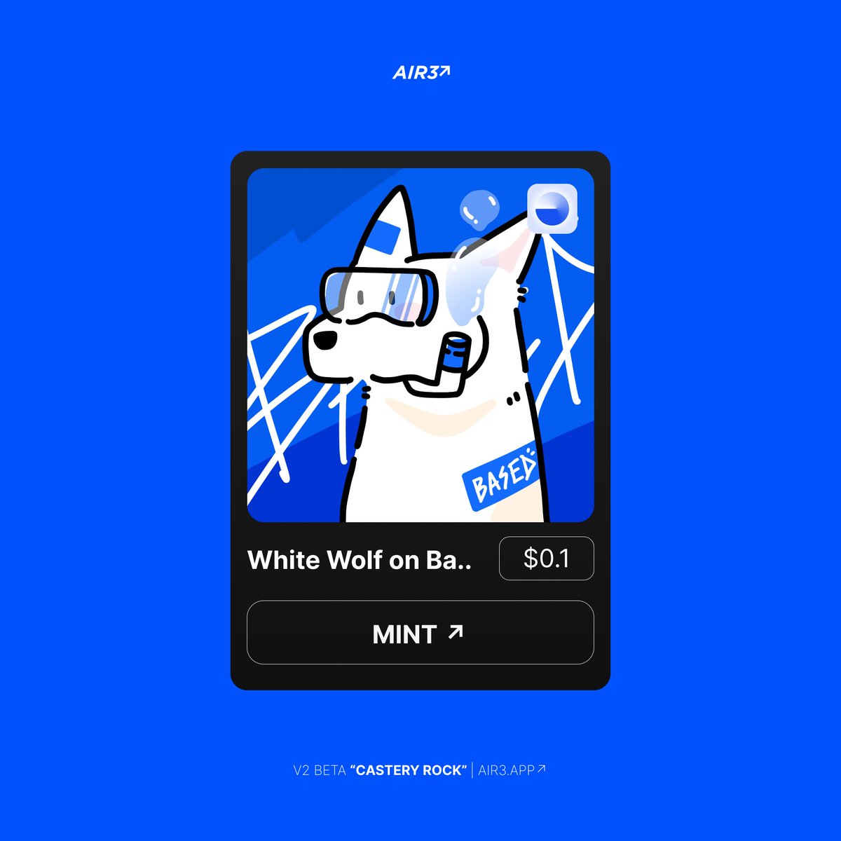 *NEW DROP*

White Wolf 🐺💙 on <a href="/base/">Base</a> By <a href="/PaeristarFtry/">Pɑeristɑr Fac 🐈‍⬛ แพริแฟค</a>   

air3.app/?nftid=0x109