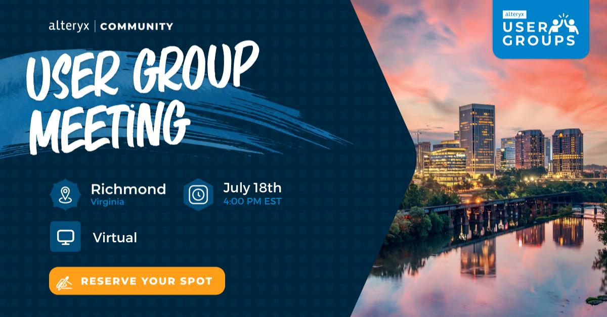 apackcltsw's tweet image. Richmond, you&apos;re in for a treat with our virtual #AlteryxUserGroup collaboration with Data Prep U&apos;s Analytics Manager Jose Arevalo.

Learn how Alteryx and #ChatGPT enhance your #DataAnalytics.

Practical tips. Questions answered.

🗓️ 7/18
📍 Virtual

Join: ow.ly/UnBZ30sEG00