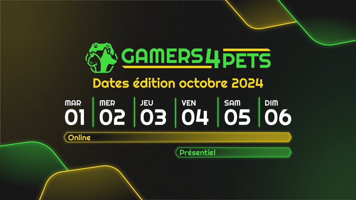 gamers4pets's tweet photo. SAVE THE DATE 👀
Gamers4Pets revient ! 🐶🐱 https://t.co/k3J35eIdWu