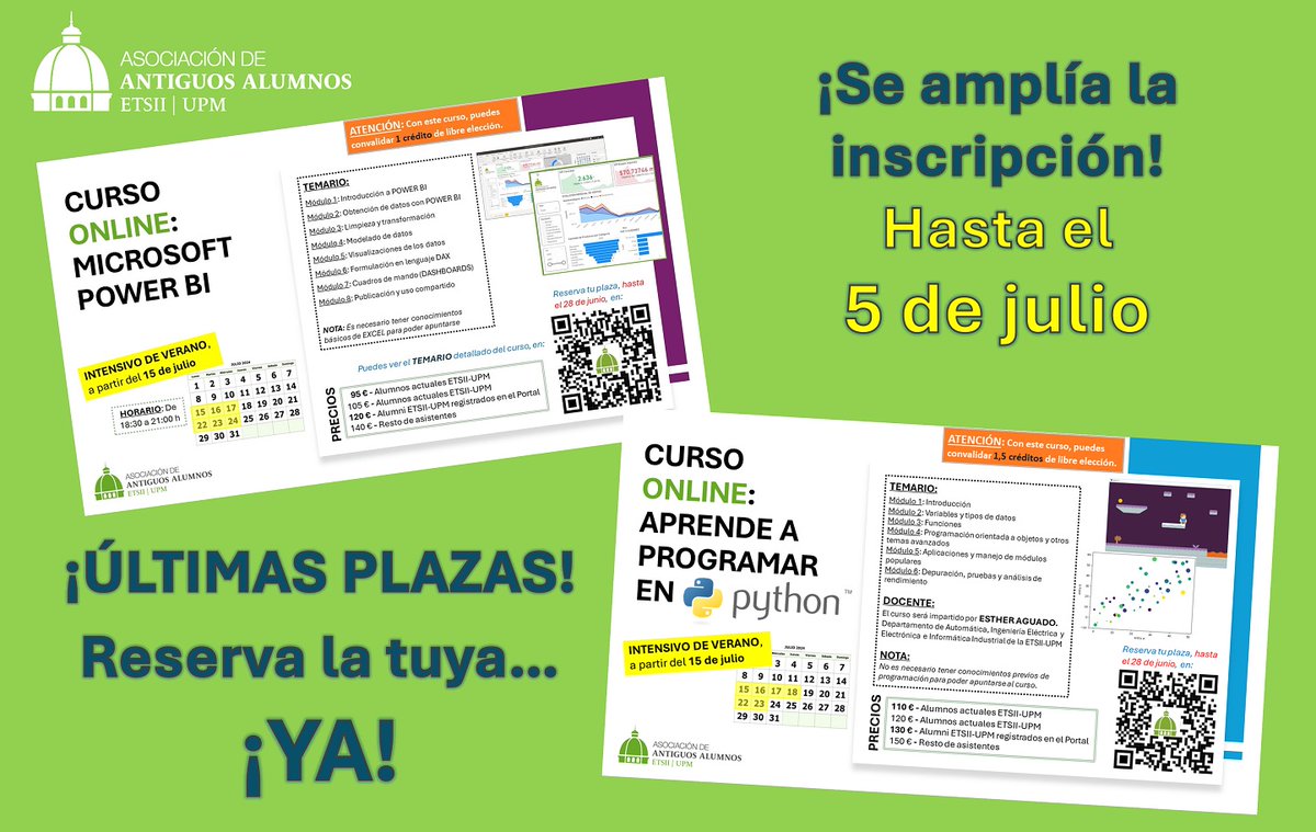 AlumniETSII's tweet image. No pierdas la oportunidad de apuntarte a uno de estos cursos. Quedan muy pocas plazas.
alumnietsiim.com/formacion/
@bibliotecaetsii 
@DeleETSII_UPM