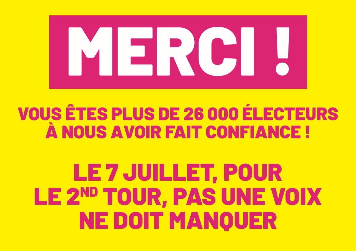 Merci ! Dimanche aucune voix ne doit manquer pour faire élire Lounes Adjroud et Astrid Brobecker !