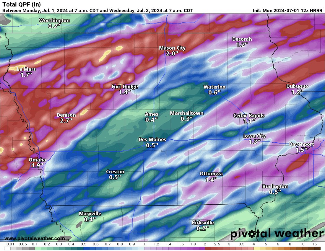 WeatherIowaX's tweet photo. ⚠⛈Locally heavy rainfall is possible this afternoon into Wednesday morning for most of northern Iowa.  Thunderstorms will be likely after midnight tonight with the best chance for heavy rain. #weatheriowa #iowa📷 #iawx https://t.co/Dfv8Bg3rPJ