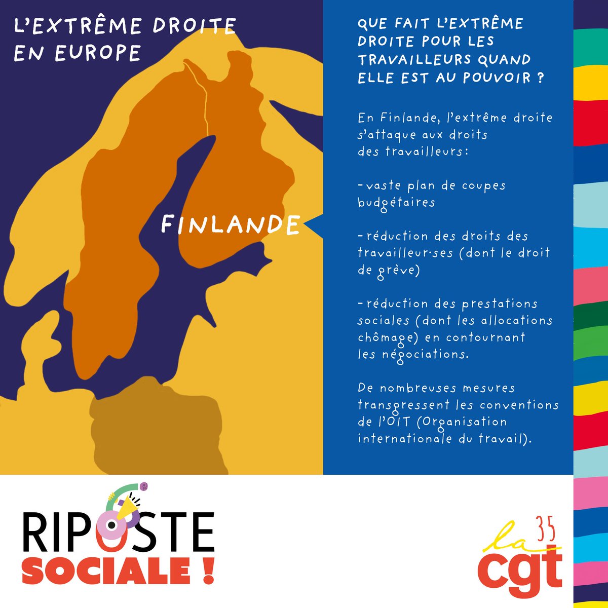 UD_CGT35's tweet photo. C’est quoi concrètement l’extrême droite au pouvoir ? Que fait l’extrême droite pour les travailleurs-ses quand elle est au pouvoir ? Regardons en Europe! (1/2) 
#RiposteSociale #cgt #progrèssocial #urgencesociale https://t.co/pPI79AiKhE