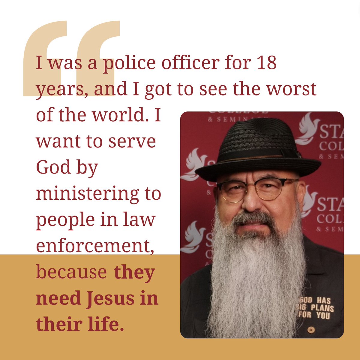 starkcollege's tweet image. We love seeing how Christ transforms lives, like #starkstudent Ric Tamez, a former police officer who now ministers to those in law enforcement.

His story shows how God redeems our past, using every chapter to fulfill His good purposes and bring Him glory.

#1Peter411 #Romans828