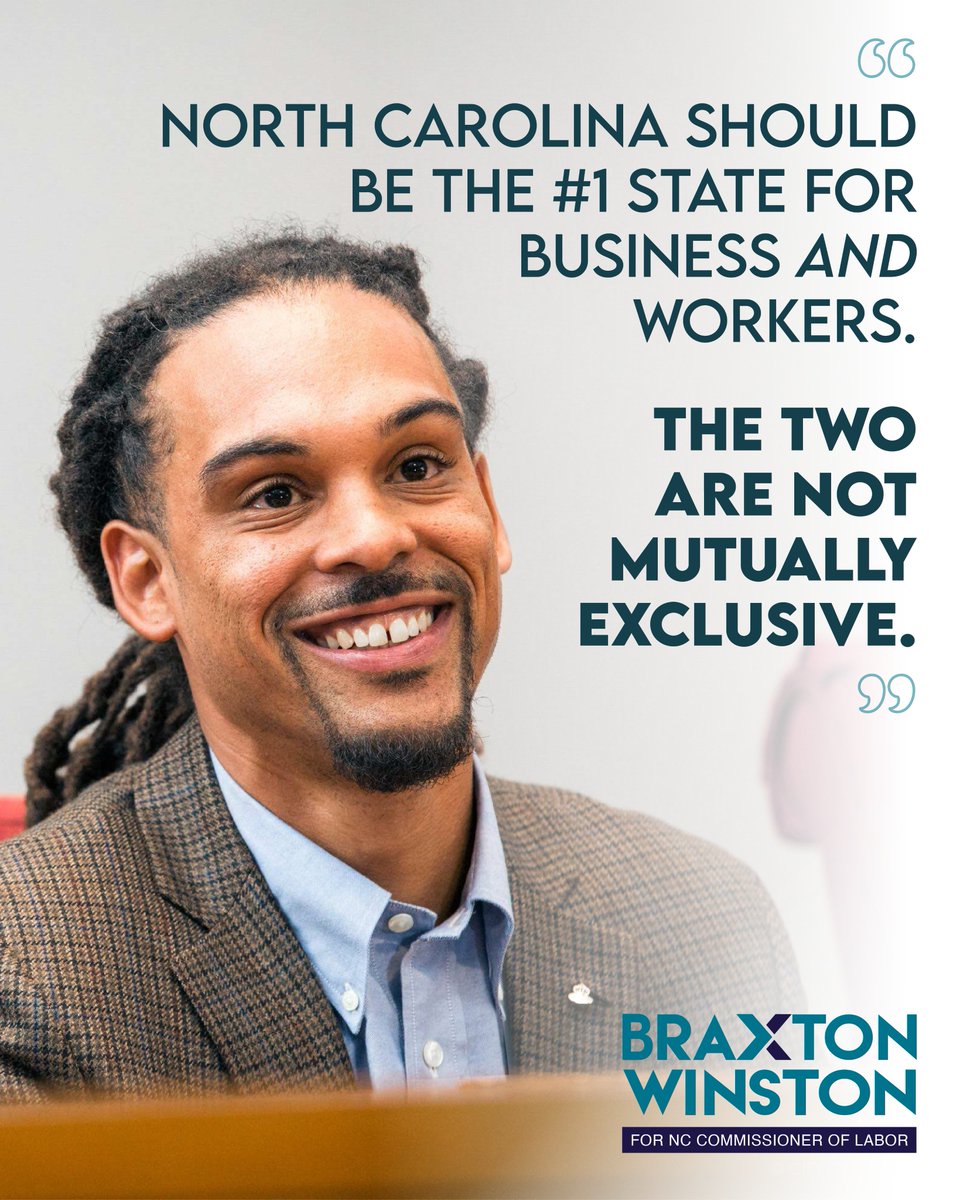 As NC's next Commissioner of Labor, I'll support our working families and businesses by:
🏗️ ensuring all workers go to work in a safe environment and return home healthy.
💸 advocating for all people to be paid fairly under NC labor laws.
🦺 prioritizing that our workforce is