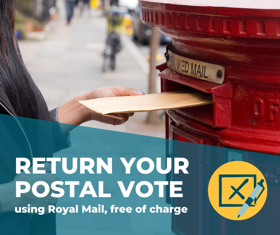 Remember to return your postal vote!
We need to receive your postal vote by 10pm on Thursday 4 July - the quickest and easiest way to return it is via Royal Mail, free of charge.
If you miss the post, you can deliver your postal vote to your polling station on election day.