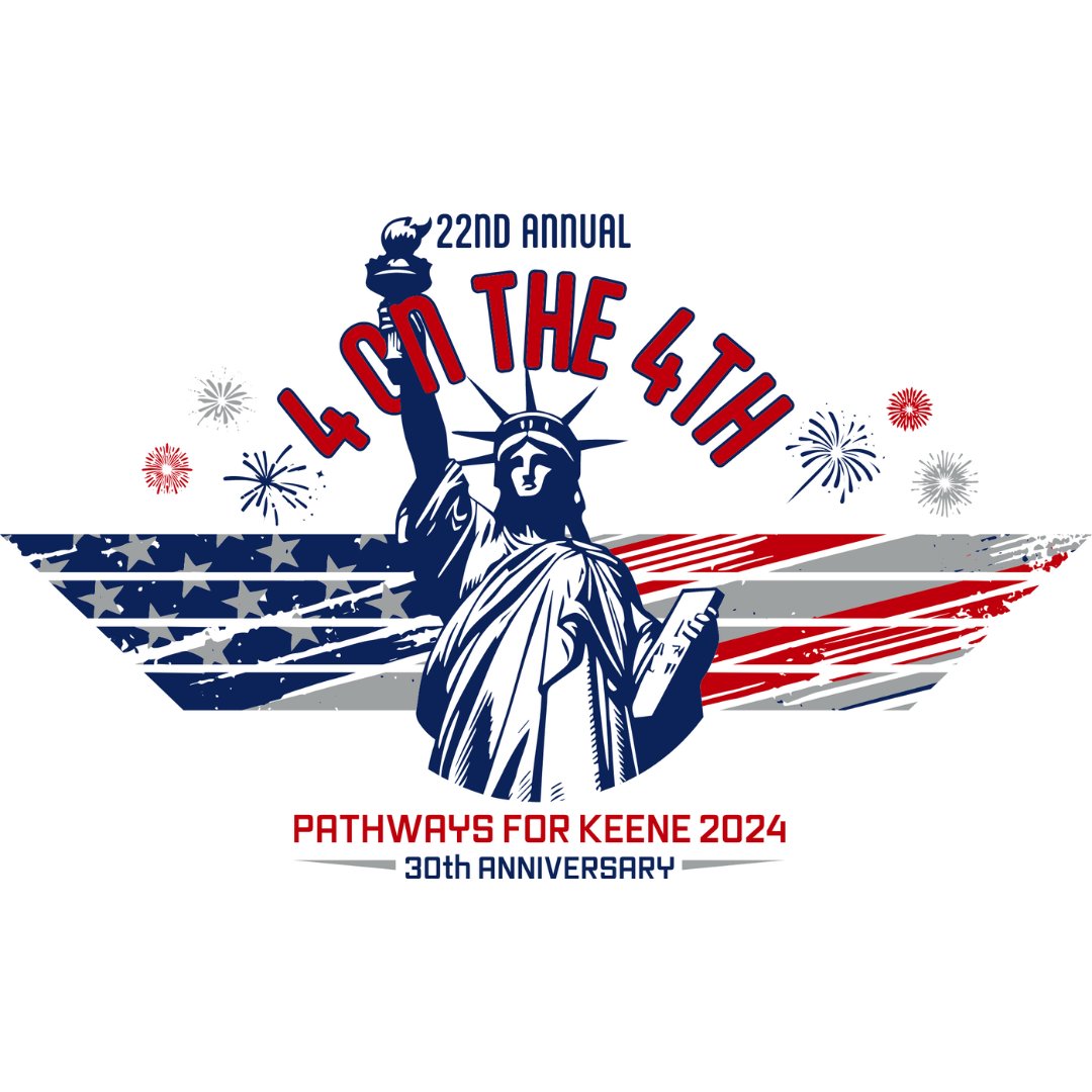 ExploreKeene's tweet photo. Get ready for the 22nd annual 4 On The 4th Road Race! All proceeds benefit Pathways for Keene, so register today to secure your spot in the event! Walkers kickoff the event at 7:30 and runners starting at 8am for the 4 miles out and back route. Learn more: https://t.co/SzvbT8EWLh https://t.co/8q3Ji6PTqS