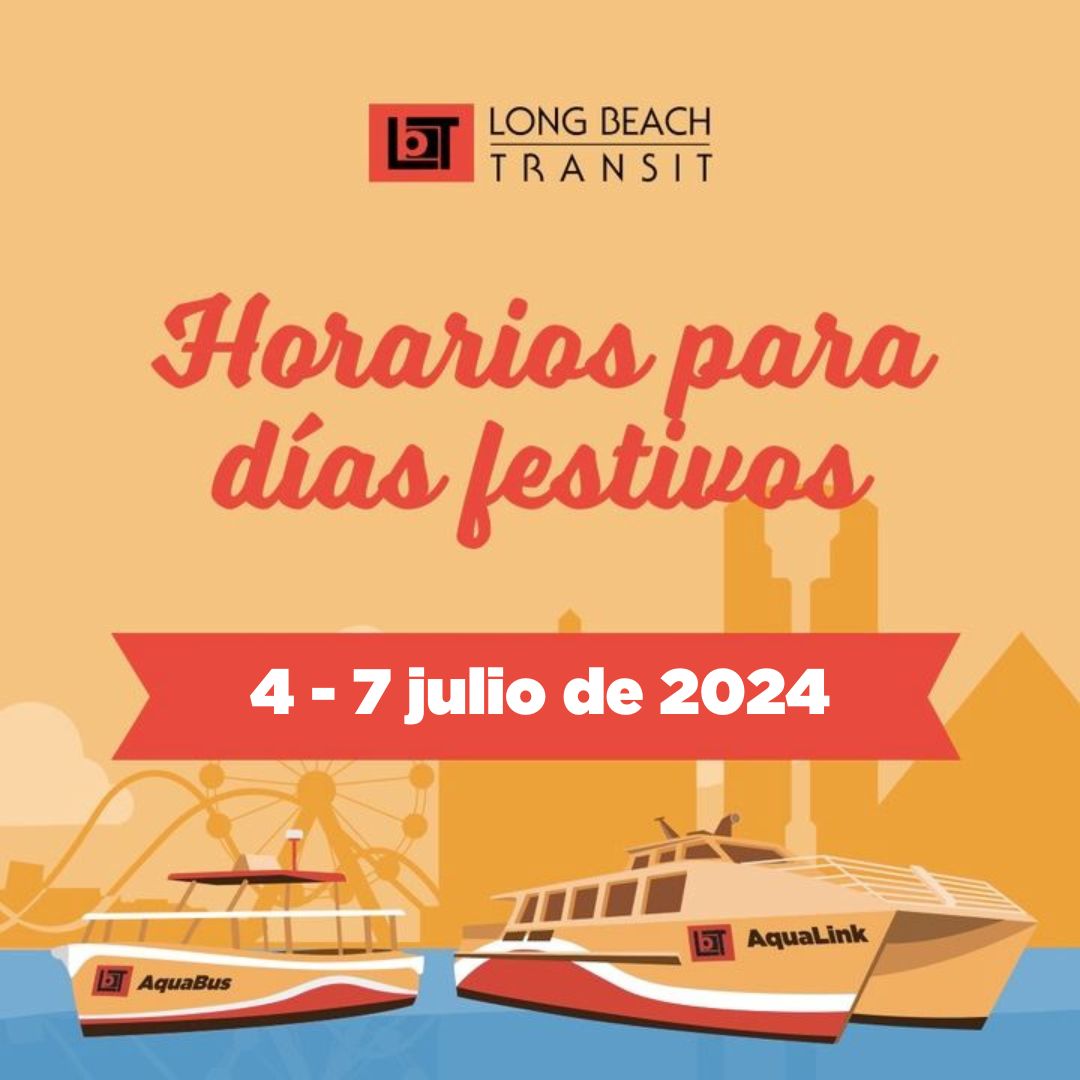 lbtransit's tweet photo. The #LBT special Water Taxis holiday schedule for Thursday, July 4 β Sunday, July 7, 2024, is live.
To plan your seaside trip with #LongBeachTransit, visit https://t.co/xe52HulpfD to view the schedule for #AquaLink and #AquaBus departures. https://t.co/pn2lofqg8X