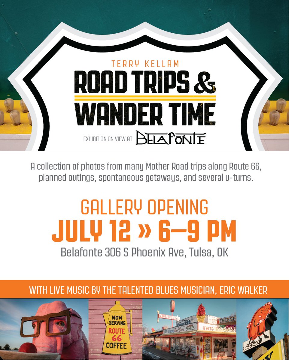 thinktk's tweet image. Gallery opening in Tulsa, OK! Music, food, road trip stories, and good times!