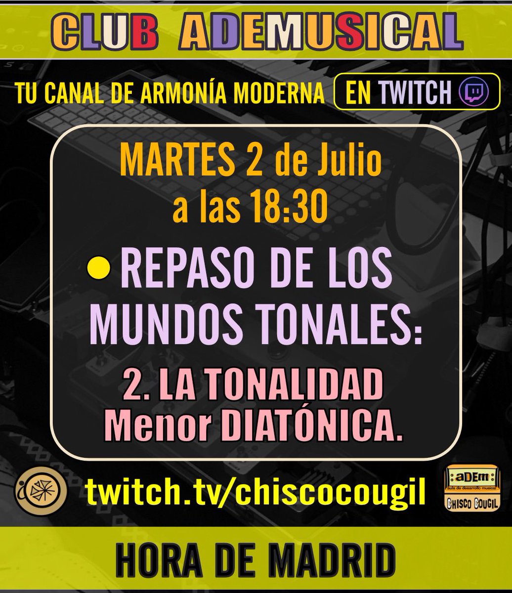Chiscocougil's tweet photo. 🟠… y una nueva semana más en el Club Ademusical :
https://t.co/o8rgMIOTEK
🔘Ya sabes que estamos en horario de verano y solamente emitimos los martes.
Un saludo!💙
#solfeo #entrenamientoauditivo #armoniamusical #jazz #jazzguitar #jazzbass #twitch https://t.co/bLGtXd3nZO