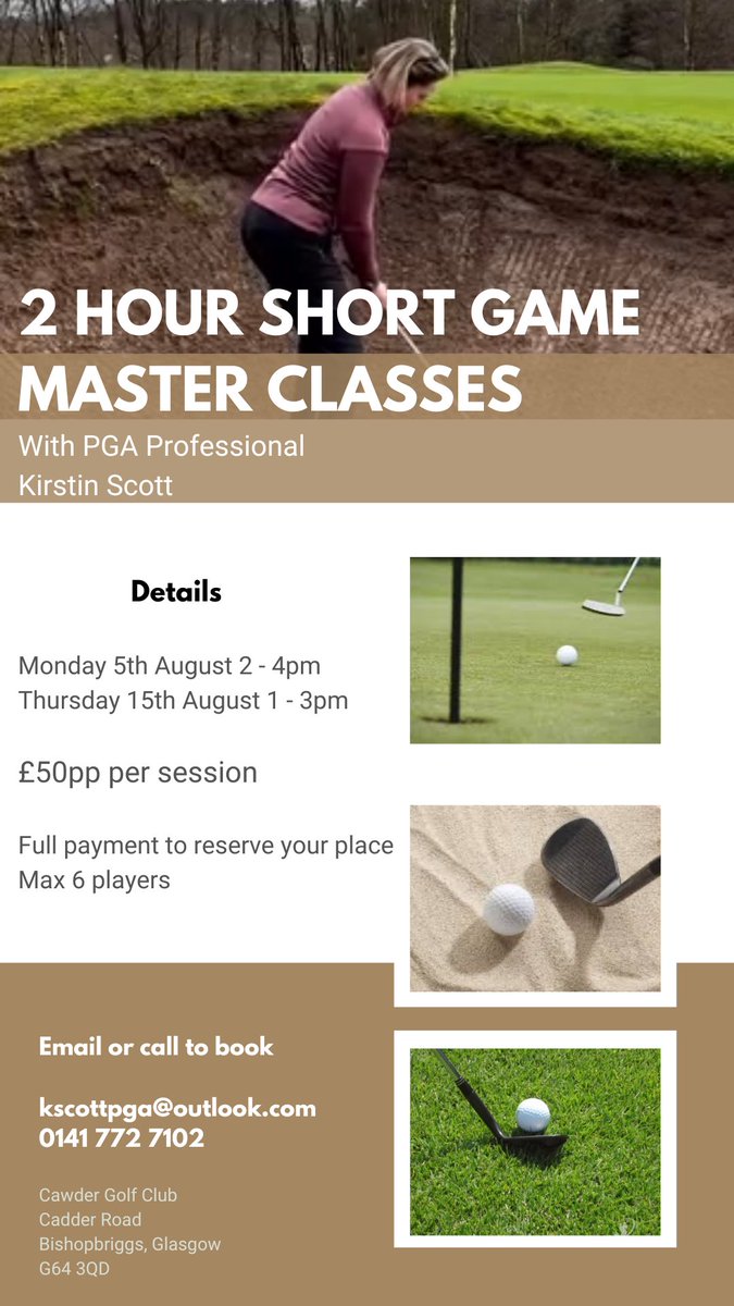 Join me for these 2 hour short game
#MasterClasses at Cawder Golf Club next month!
Drop me a msg 📧 to book your place