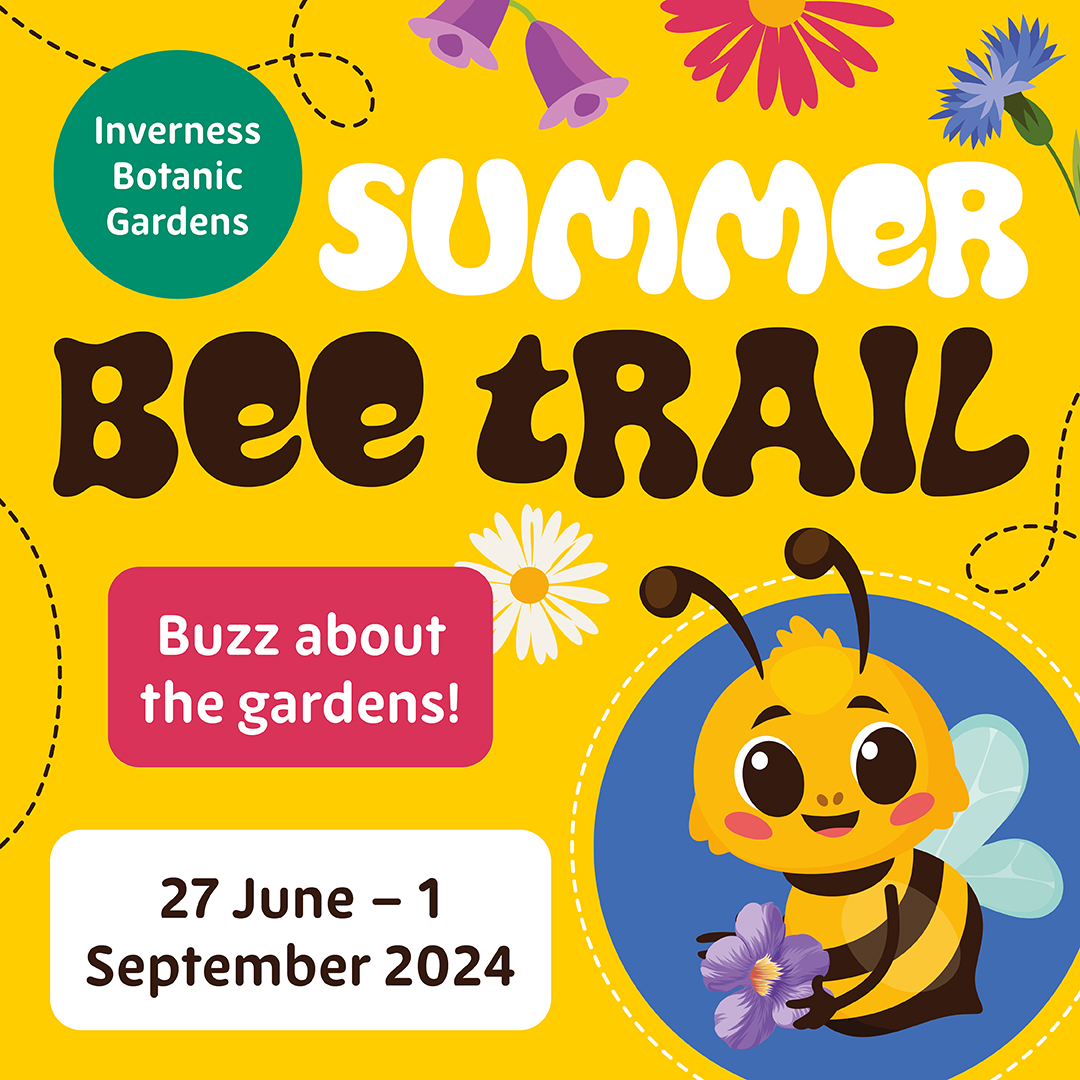 Summer Bee Trail
This family trail will have your little ones buzzing about as they explore the gardens.
Pick up your bee guide from the entrance, cost £2.
Thanks to the Palace Hotel @palace_inverness for their sponsorship and Highland Printers @highlandprinters for their support