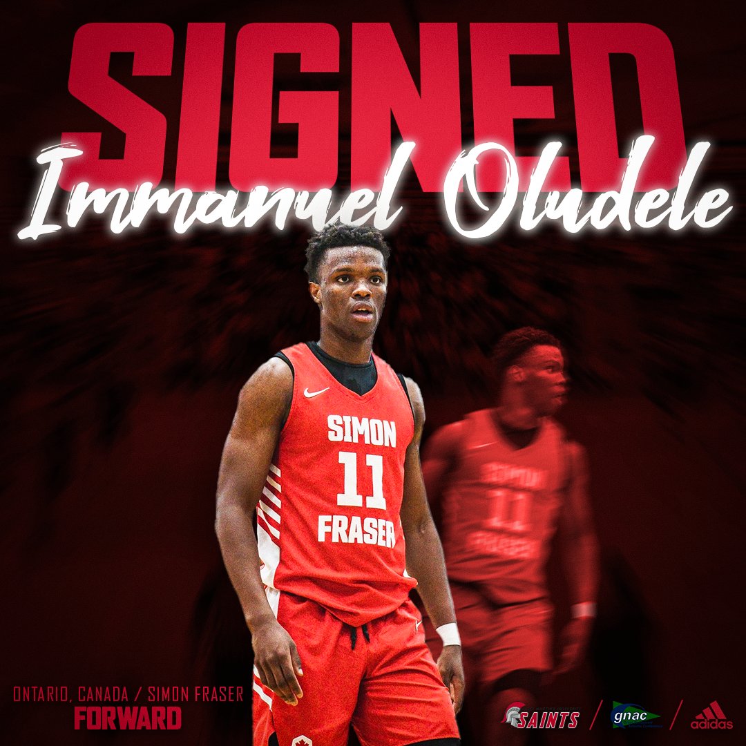 SMUSaints_MBB's tweet photo. Crossing over from Canada 🇨🇦 ➡ 🇺🇸

Simon Fraser transfer Immanuel Oludele will be moving to the States to join the Saints basketball team. 🖋

#SaintsStrong 🗡 / 🏀 https://t.co/YG4CoVTSe8