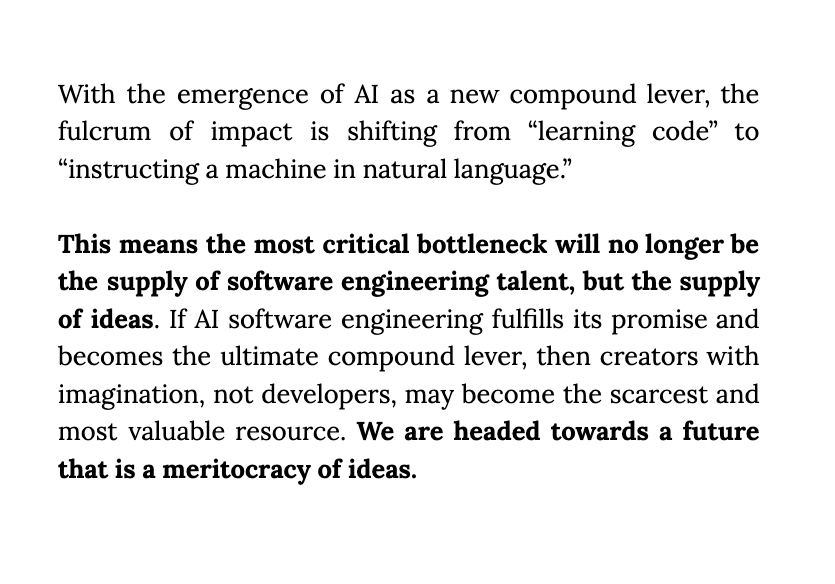 Why are so many of the brightest young minds working on AI software engineering right now? Some thoughts on Archimedes and compound levers inspired by our <a href="/sequoia/">Sequoia Capital</a> AI podcast episode with <a href="/matanSF/">Matan Grinberg</a>: