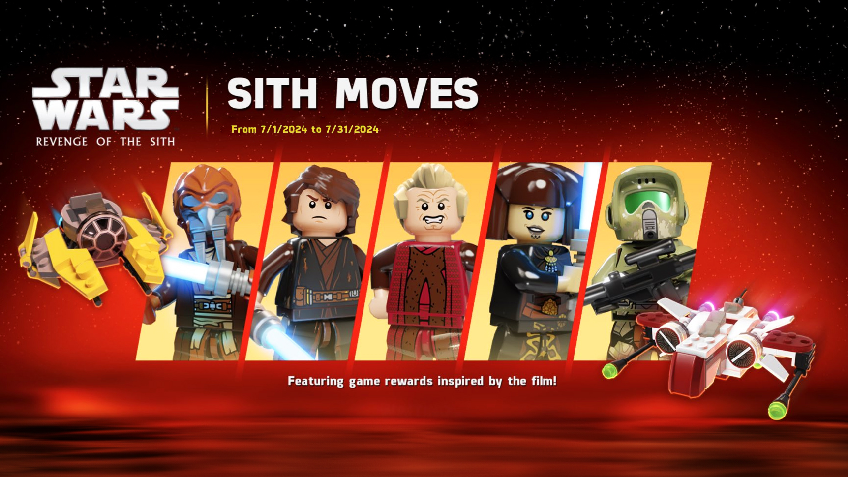 Daily Star Wars Games on X The Sith Moves event inspired by Revenge of the Sith has returned to LEGO Star Wars Castaways Play from now through July 31st to unlock themed
