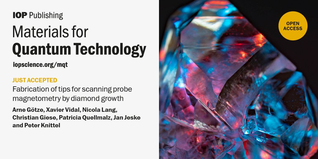 ✨JUST PUBLISHED✨ and available as an Accepted Manuscript, this paper from @Fraunhofer_IAF authors presents a chemical vapor deposition (CVD) process to produce diamond tips with NV centers by overgrowing microstructured diamond substrates💎 read it now➡️ iopscience.iop.org/article/10.108…
