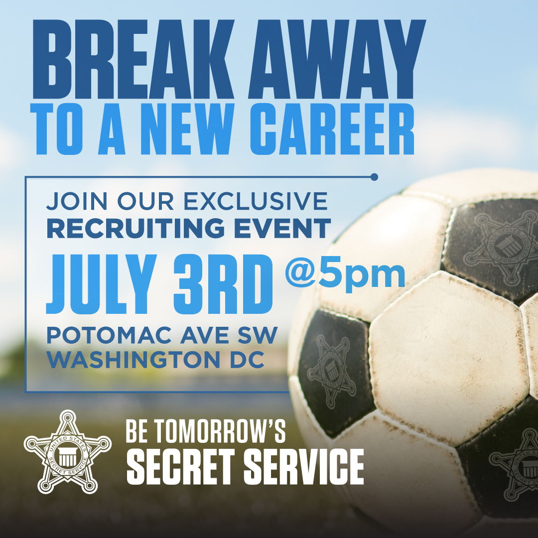 SecretService's tweet photo. If you were unable to meet us at the DHS Career Expo last week, you'll have another opportunity July 3. Recruiters will be on-site at Audi Drive and 1st Street Southwest to help you find out how to be a part of our amazing team!
#WeAreHiring #BeTomorrowsSecretService https://t.co/JcehRNzRLC