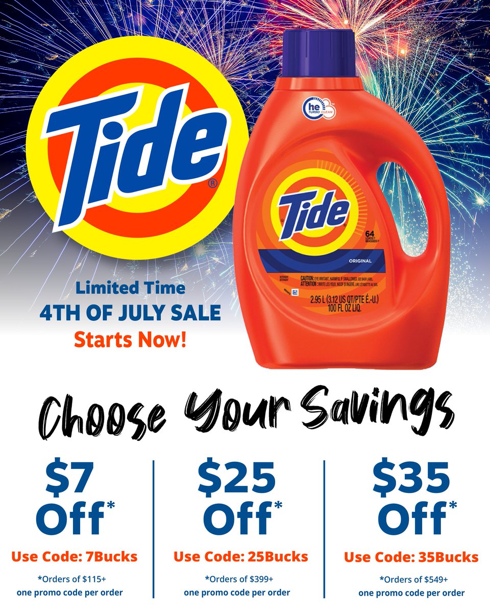 🇺🇸 Save Big on Tide During Our 4th of July Savings Event! 🇺🇸

Huge Price Reductions on 1000's of Wholesale Products Plus Choose Big Savings Off Your Order! Hurry, Offers for a Limited Time Only

cleanitsupply.com/c-733/tide-det…