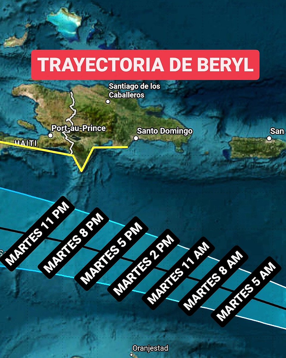 JeanSuriel's tweet image. 🔴ATENTOS🔴
Beryl se ha fortalecido más en las últimas horas y tan solo le faltan 10 kilómetros para convertirse en un extremo huracán categoría 5: actualmente lleva vientos máximos sostenidos de 240 km/h y ráfagas más fuertes.

🔴Debemos vigilar atentamente su evolución por…