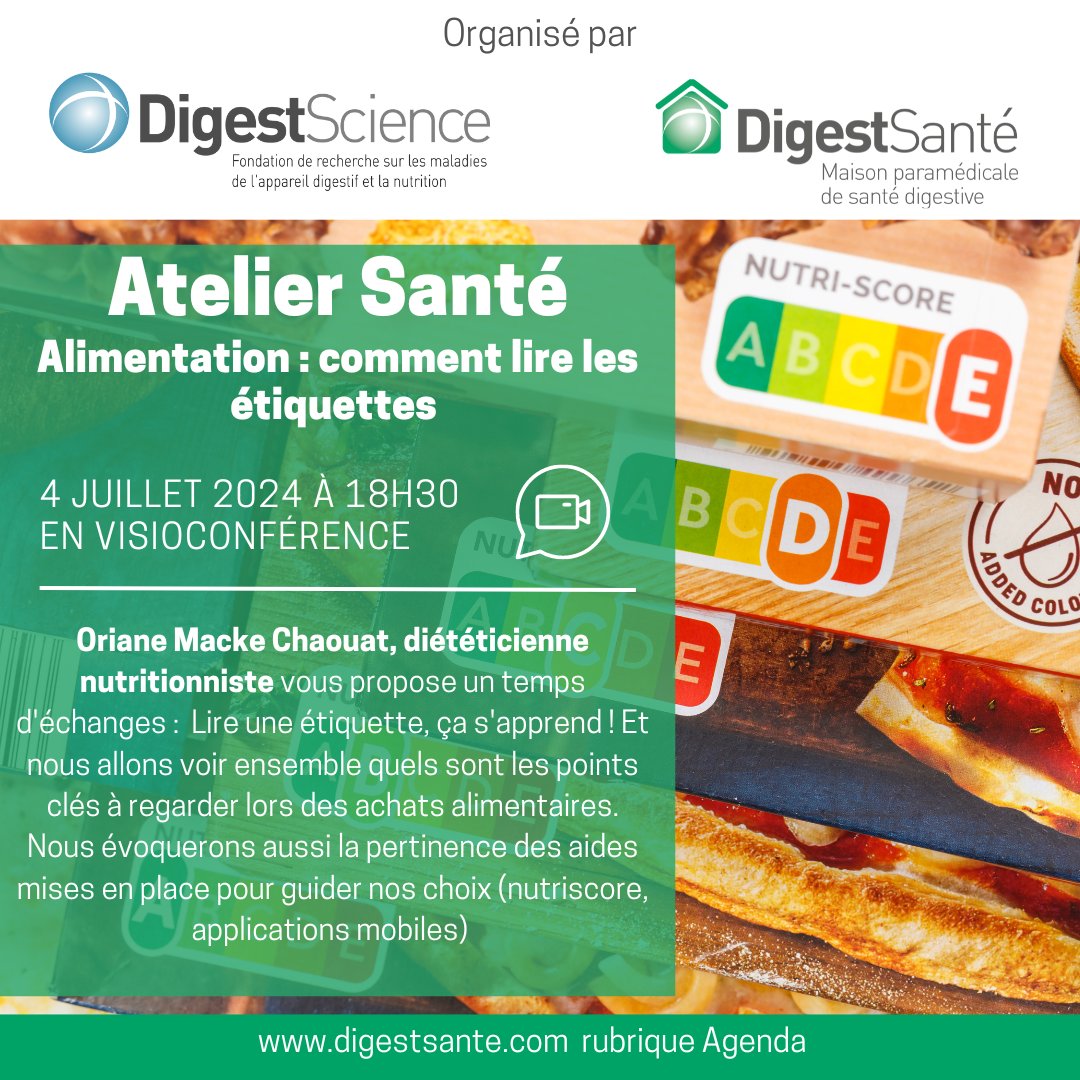 digestscience's tweet image. 🌟 Atelier Santé : Alimentation, comment lire les étiquettes 🌟
🗓️ Date et Heure : 4 juillet 2024, à 18h30 en visioconférence
Rejoignez-nous pour cet atelier animé par Oriane Macke Chaouat, diététicienne nutritionniste. Inscrivez-vous dès maintenant  digestsante.com/agenda/! 🌿