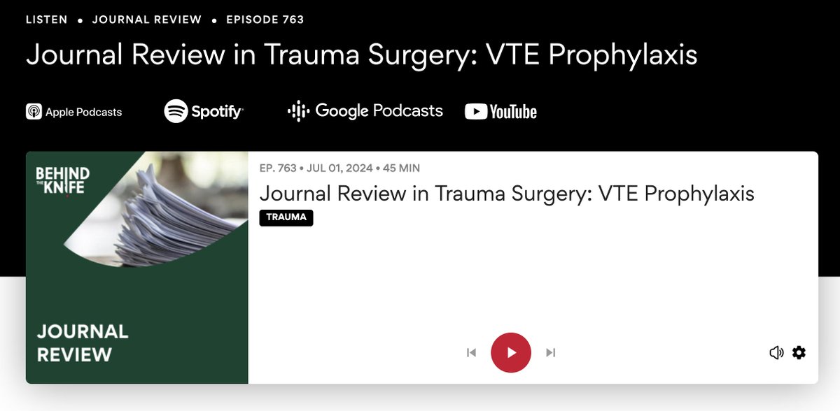 BehindTheKnife's tweet photo. Have you or a loved one been hurt by a hospital administrator telling you that VTE is a never event? 

Well, is it??  Hear the latest on VTE prophylaxis from our amazing trauma team @mdcobler @urrechisme @BrandonParkerDO with special guest @bryanacotton1.

🎧 https://t.co/klYzt7O4v0 🎧