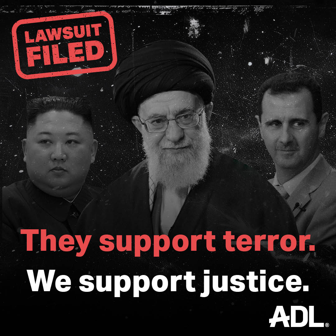 ADL's tweet image. 📢 BREAKING: ADL filed a federal lawsuit today against Iran, Syria and North Korea for providing material support to Hamas to commit atrocities in Israel on Oct 7, 2023. These state sponsors of terror must be held accountable. 🧵adl.org/resources/pres…