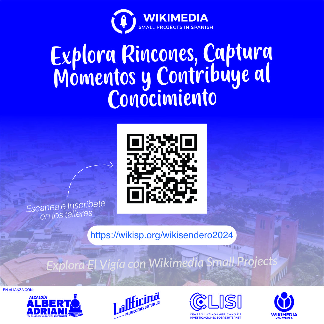 Durante julio, actividades del WikiSendero 2024 en Los Andes Venezolanos tienen talleres introductorios, recorridos fotográficos y talleres post subida en El Vigía (1, 3 y 6 de julio) y Mérida (22, 24, 26 de julio). Apoyado por LaOficina, CLISI y Wikimedia Venezuela. ¡Inscríbete!