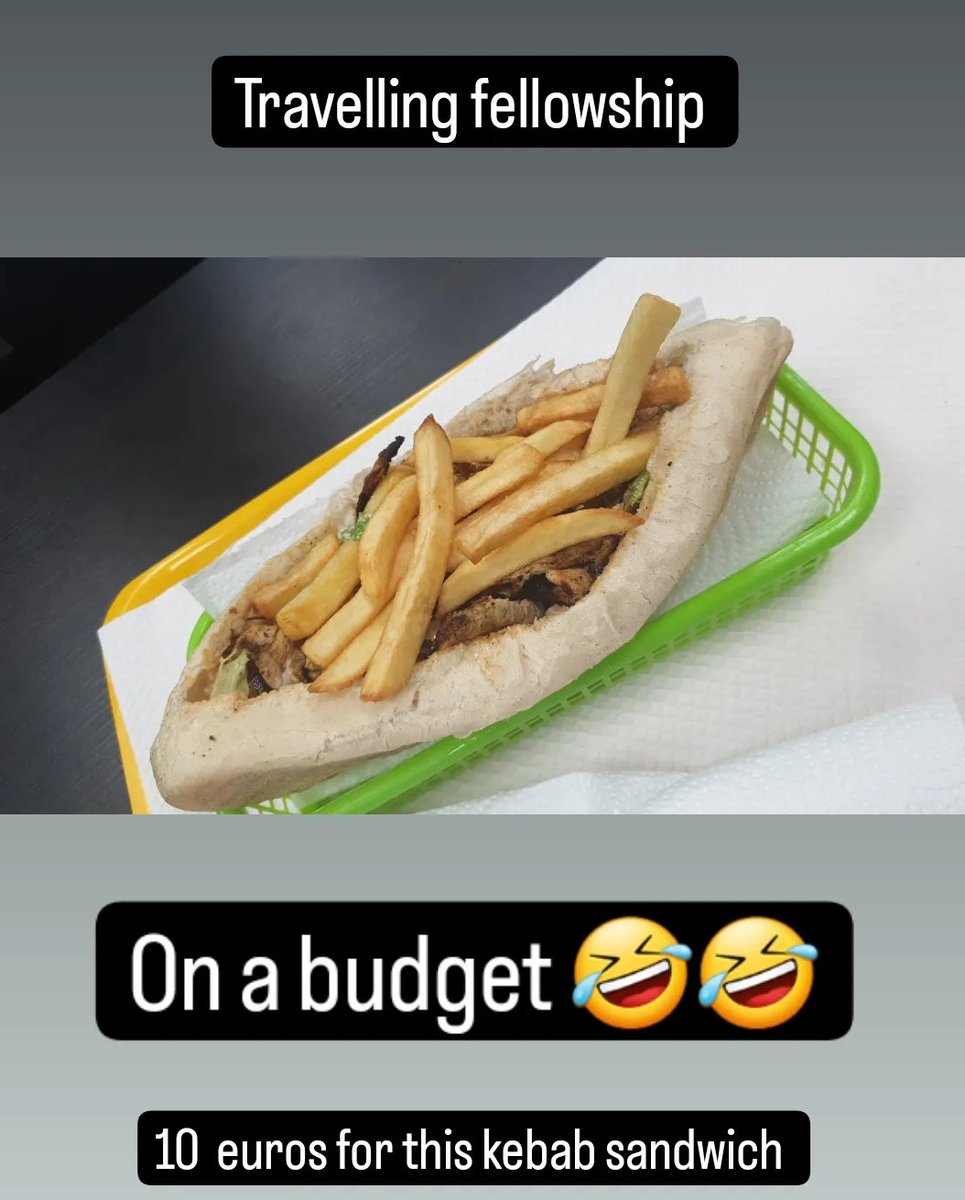 sismael44's tweet photo. Travelling fellowship on a very tight budget. I had to settle for this chicken π kebab sandwich to kill the hunger last night . My ancestors kebab shop πΉπ· saved the day π Counting the pennies π€¦ββοΈ
#NHS #softtissue #knee #lyon #rjah #osbone @RJAH_NHS @bota_uk https://t.co/Ik46lN5J3i