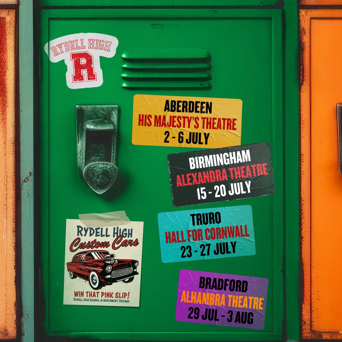 July - <a href="/APAWhatsOn/">Aberdeen Performing Arts</a>, <a href="/thealexbham/">The Alexandra</a>, <a href="/HallforCornwall/">Hall for Cornwall</a>, <a href="/BradfordTheatre/">Bradford Theatres</a>!

The most electrifyin' musical is coming to a stage near you this month! ⚡

Book tickets at greasemusical.co.uk