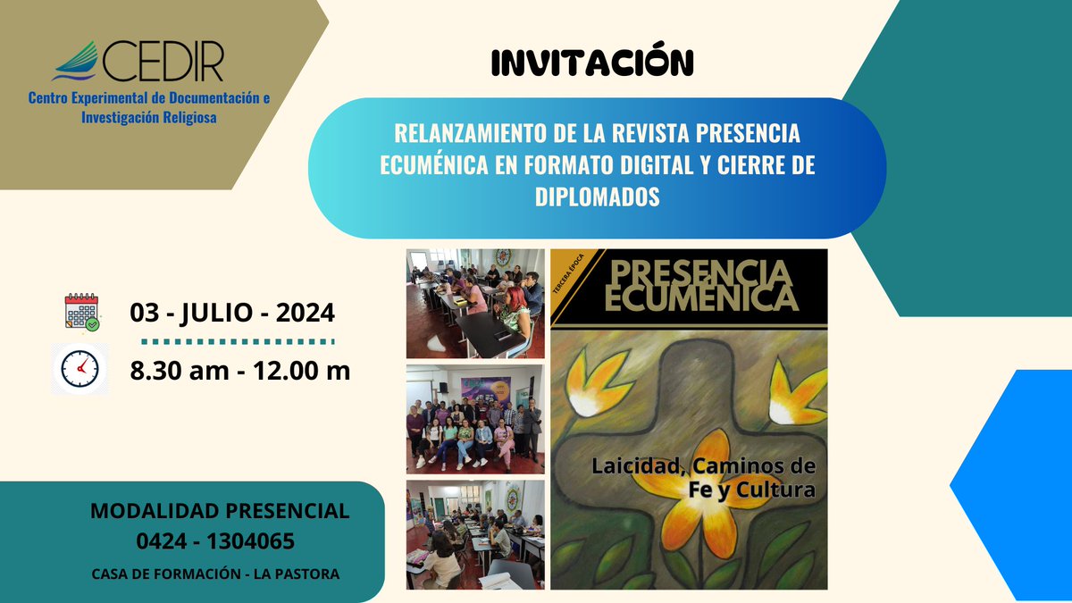 La revista Presencia Ecuménica vio la luz en septiembre de 1985 con la primera edición, la cual la convierte en una de las revistas de carácter religioso de mayor trayectoria en el país.
#ecumenismo #diplomados #iglesia #educacionteológica
#teología #revista #Biblia