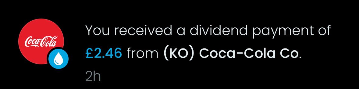£2.46 from $KO I will take that everyday of the week!

This dividend has surpassed my total dividends from 2023 and we’re only in July!