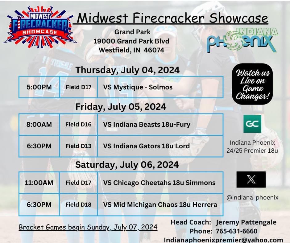 Jade Green (@jadegreen_19) on Twitter photo This is my schedule for this weekend at Grand Park! Hope to see you there! <a href="/jeremypattengal/">jeremy pattengale</a> <a href="/indiana_phoenix/">Indiana Phoenix Premier</a> <a href="/CoastRecruits/">Coast 2 Coast Recruits</a> <a href="/SoftballDown/">Down South Softball</a> <a href="/upnextrecruits/">Up Next Recruits</a> <a href="/TakeCharge_SB/">TakeChargeRecruiting-Softball</a> <a href="/SBRRetweets/">Softball Recruiting Reposts</a> <a href="/IndianaSBLive/">Indiana Softball Live</a> <a href="/IHartFastpitch/">Iโค๏ธFastpitch</a> <a href="/SoftballRecruit/">Softball Recruit ๐ฅ</a> This is my schedule for this weekend at Grand Park! Hope to see you there! <a href="/jeremypattengal/">jeremy pattengale</a> <a href="/indiana_phoenix/">Indiana Phoenix Premier</a> <a href="/CoastRecruits/">Coast 2 Coast Recruits</a> <a href="/SoftballDown/">Down South Softball</a> <a href="/upnextrecruits/">Up Next Recruits</a> <a href="/TakeCharge_SB/">TakeChargeRecruiting-Softball</a> <a href="/SBRRetweets/">Softball Recruiting Reposts</a> <a href="/IndianaSBLive/">Indiana Softball Live</a> <a href="/IHartFastpitch/">Iโค๏ธFastpitch</a> <a href="/SoftballRecruit/">Softball Recruit ๐ฅ</a>