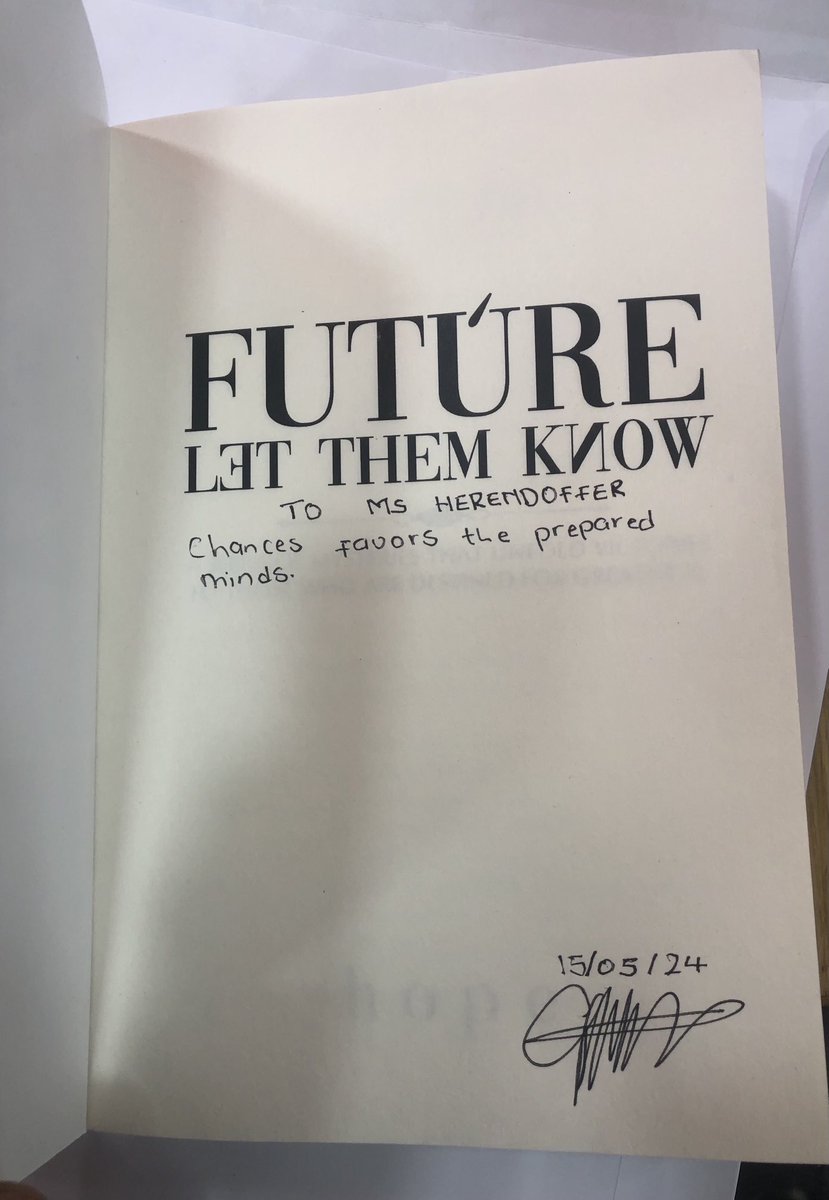 Thanks to Ms Herendoffer for the Support.

#FutureLetThemKnow