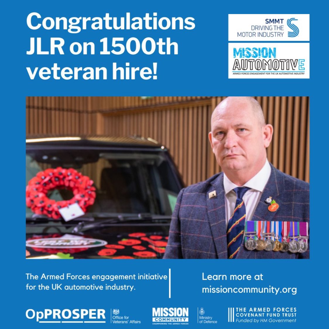 🎉𝐂𝐎𝐍𝐆𝐑𝐀𝐓𝐔𝐋𝐀𝐓𝐈𝐎𝐍𝐒 𝐓𝐎 𝐉𝐋𝐑 𝐎𝐍 𝟏𝟓𝟎𝟎𝐓𝐇 𝐕𝐄𝐓𝐄𝐑𝐀𝐍 𝐇𝐈𝐑𝐄

We are proud of <a href="/JLR_News/">JLR</a> as they confirm hiring more than 1.5k veterans globally over the last decade. This forms part of <a href="/SMMT/">SMMT</a> and our sector initiative Mission Automotive #veterans