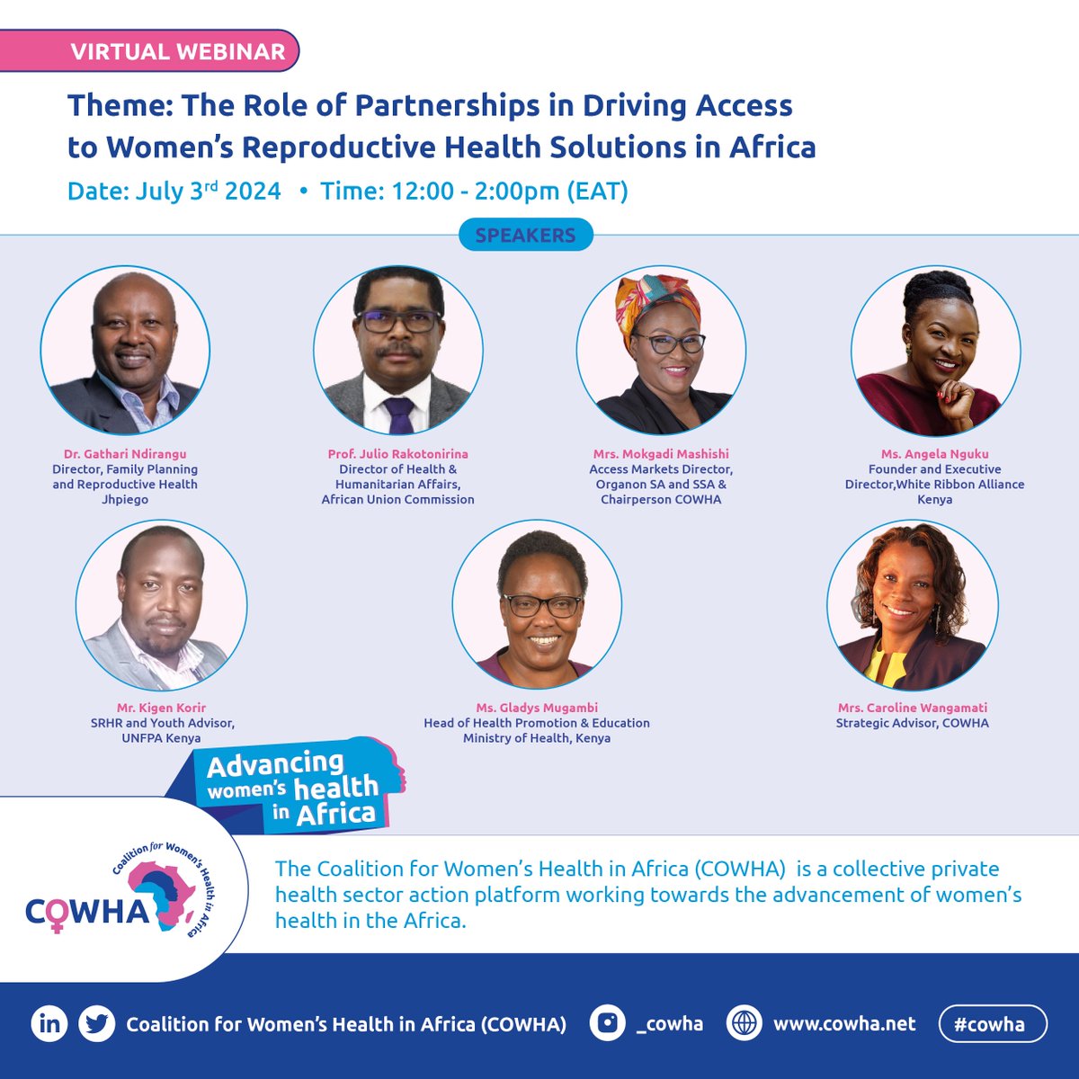 Join us this Wednesday, 3rd July 2024 as we delve into how partnerships can transform women's reproductive health in Africa. Register now and be part of the change!

 ℹ️ Register here: lnkd.in/deTiyCwp