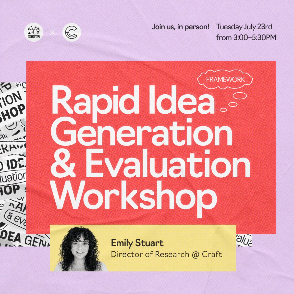 We’re thrilled to partner with Craft Studios for our inaugural in-person event: Rapid Idea Generation &amp; Evaluation Workshop!

📅 Date &amp; Time: Tuesday, July 23rd from 3:00 - 5:30pm
📍 Location: Craft Offices
🔗 RSVP Required: meetu.ps/e/Nh8vn/B9WcP/i