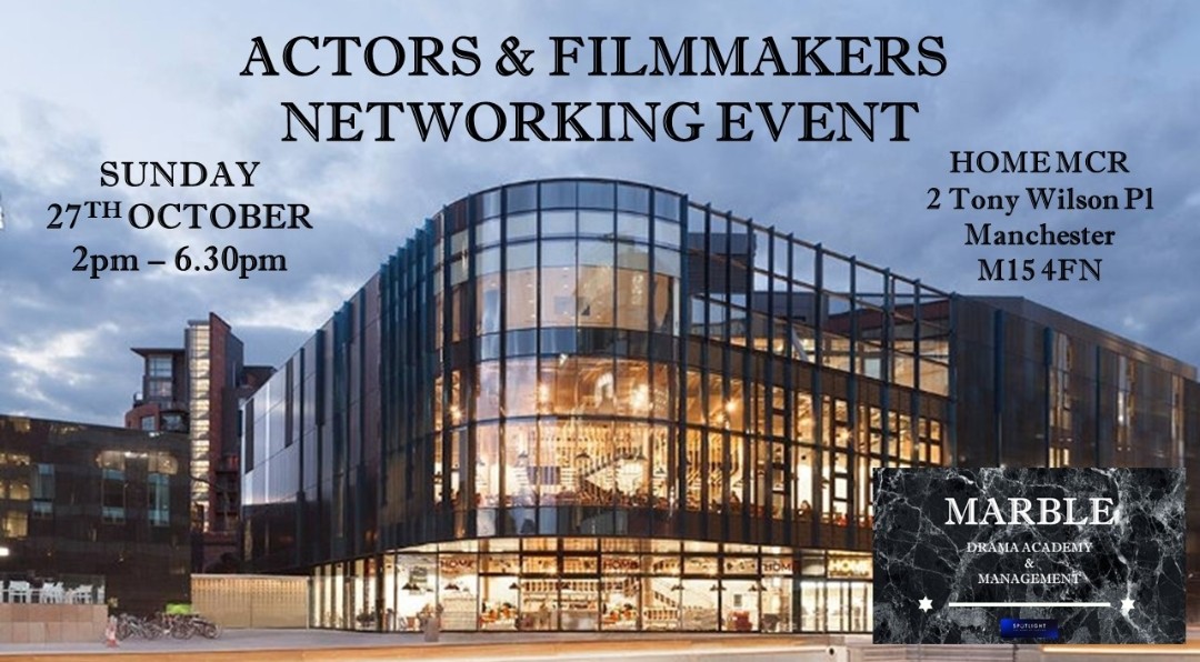 marble_academy's tweet photo. Following the outstanding success of our recent event, we are excited to announce that the next Actors &amp; Filmmakers Networking Event will take place on Sunday, October 27th at HOME Mcr.
 
Tickets will be available from the 1st of August. 
We look forward to seeing you there https://t.co/pemvI1xjl7