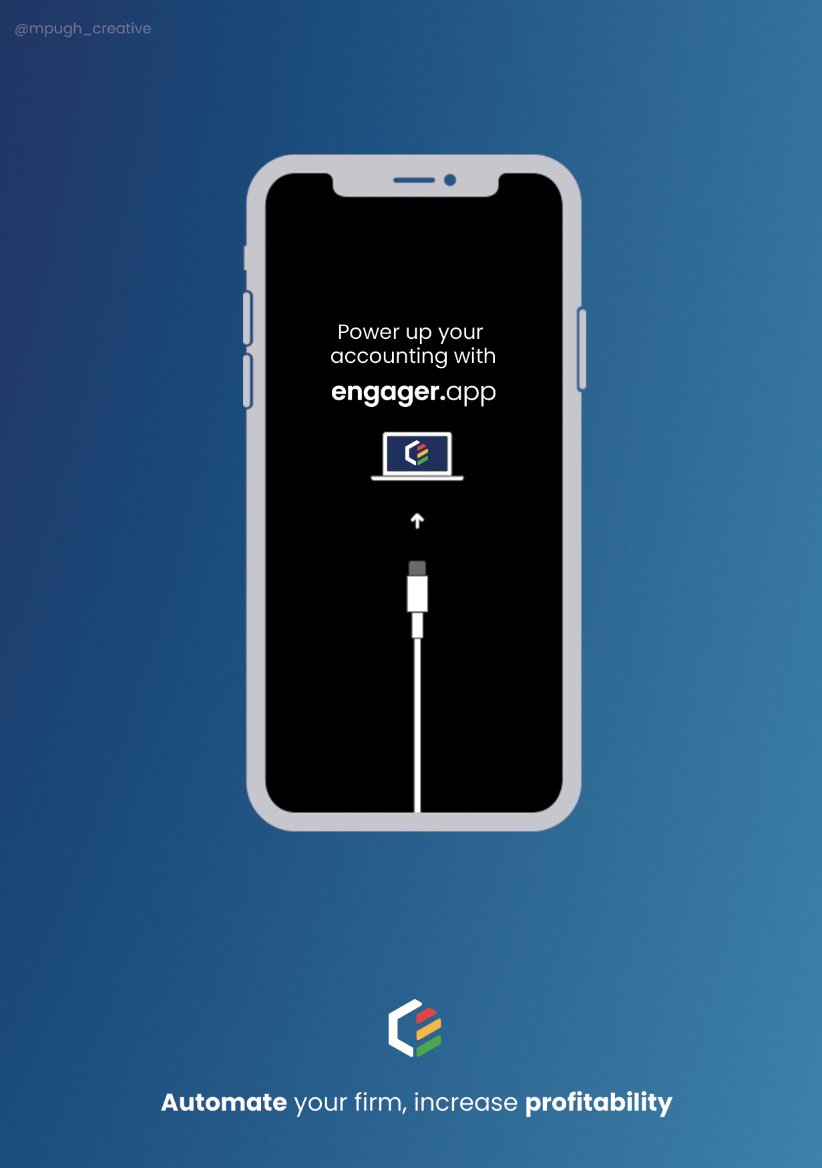 mpugh_creative's tweet photo. One Minute Brief of the Day:  Create posters that bring to life the transformative power of the #EngagerApp for accounting and bookkeeping practices.
@EngagerDotApp @OneMinuteBriefs https://t.co/9NhMNt4cky