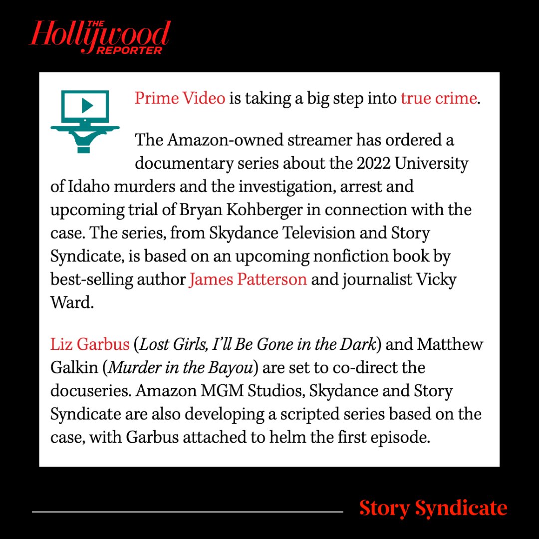 Amazon Lands Idaho Murders Doc Series From Directors Liz Garbus, Matthew Galkin, Plus Scripted Drama in the Works -- hollywoodreporter.com/tv/tv-news/ida…