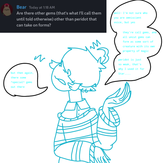 bagelghost1's tweet photo. we got our fist ask I'm so excited X3 if your confused just comment what you wanna ask
#art #cute #anime #witch #witchoc #fantasyoc #fantasy #comic #worldbiulding #oc #ocart #asks #ask #askcomic #gems #bismuth #quartz #agate https://t.co/po40QtlqXi