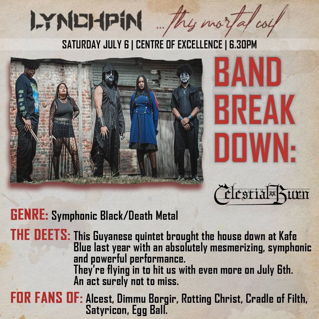 CelestialBurn's tweet photo. Band breakdown done by the cool guys over at @lynchpintt hailing from Trinidad all leading up to their third album launch: …this mortal coil 🤘🏽 https://t.co/7dWmGkfs9m