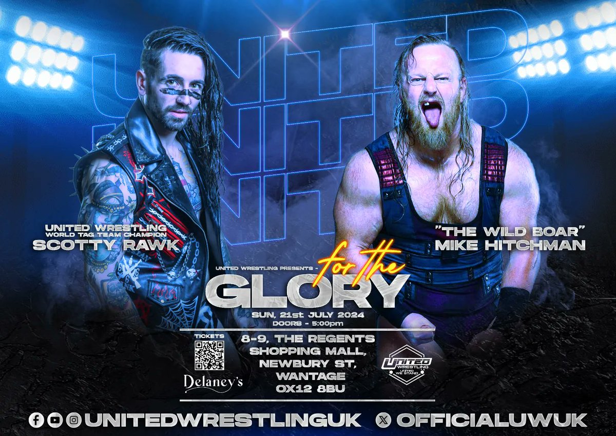 OfficialUWUK's tweet image. 💎 3 WEEKS TILL WANTAGE 💎

As announced last night!

One half of tHe dOgZ BolLoX and WORLD tag team champion @scottyrawk will take on NXT UK Star @wild_boar_hitchman 

I don&apos;t think Wantage is ready for this! 

Tickets ⏩ eventbrite.co.uk/e/907459384447… 
⏪ tickets